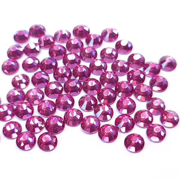 Rose pink non hotfix flatback glass rhinestones