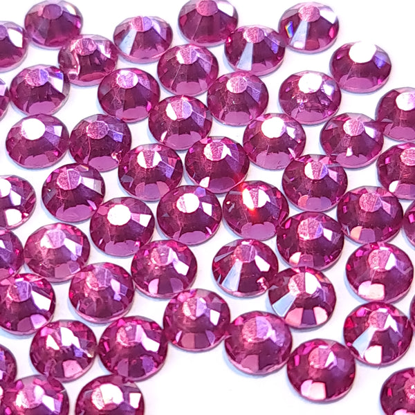 Rose pink non hotfix flatback glass rhinestones