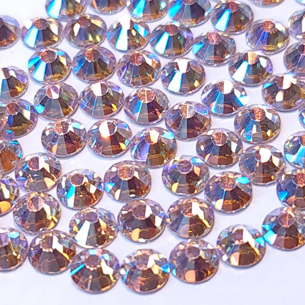 Light rose ab pink non hotfix flatback glass rhinestones