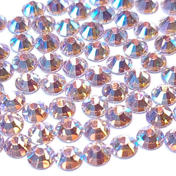 Light rose ab pink non hotfix flatback glass rhinestones