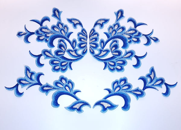 Embroidered blue applique with sequins