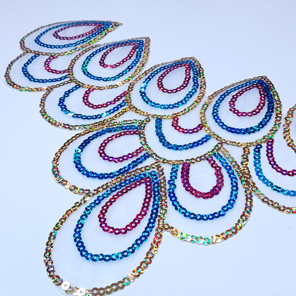 Sequin peacock feather applique