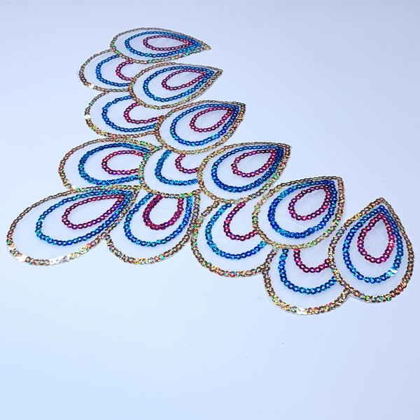 Sequin peacock feather applique