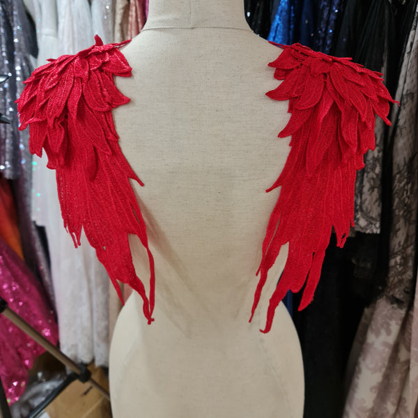 Embroidered Wing Appliques. 8 Colours.