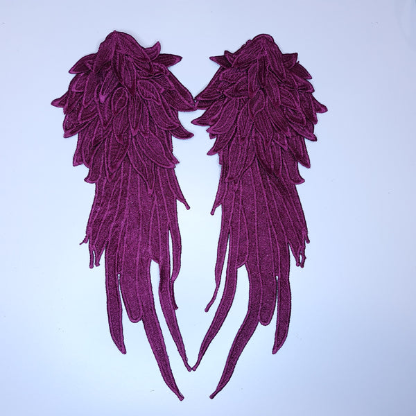Embroidered Wing Appliques. 8 Colours.