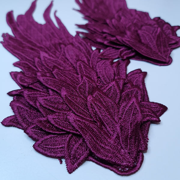 Embroidered Wing Appliques. 8 Colours.