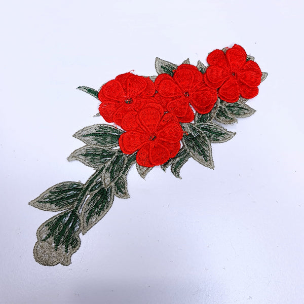 Embroidered Flower and Leaf Applique. 6 Colours.