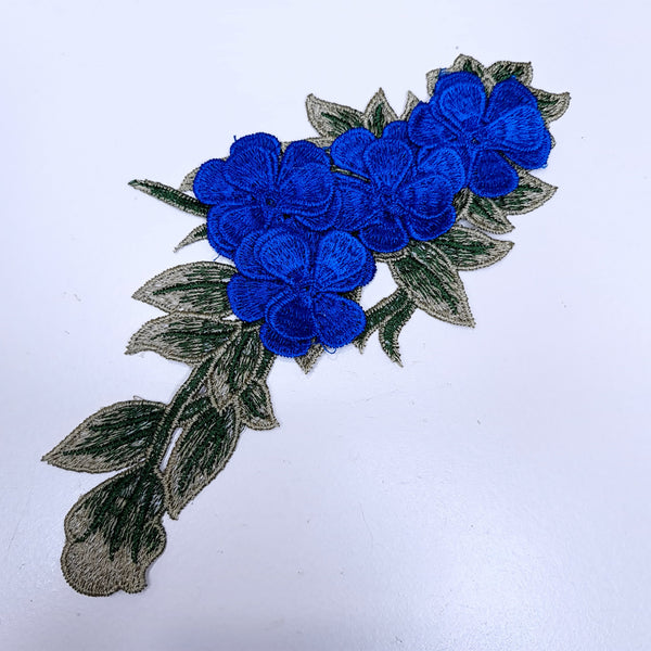 Embroidered Flower and Leaf Applique. 6 Colours.