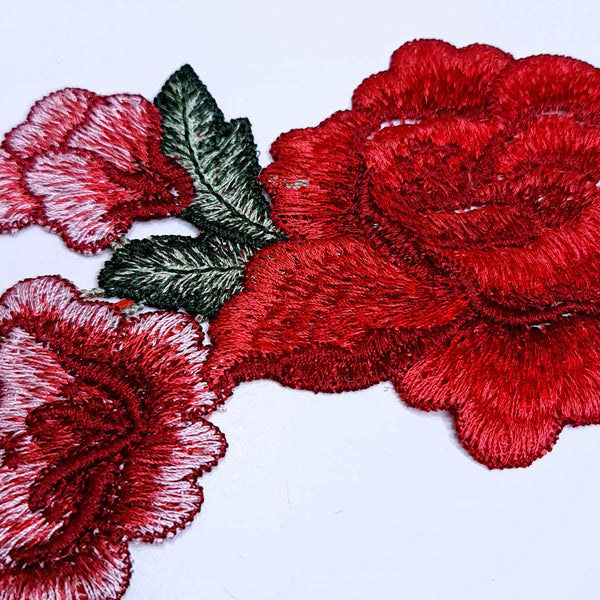 Red Rose Embroidered Appliques. 2 Styles.
