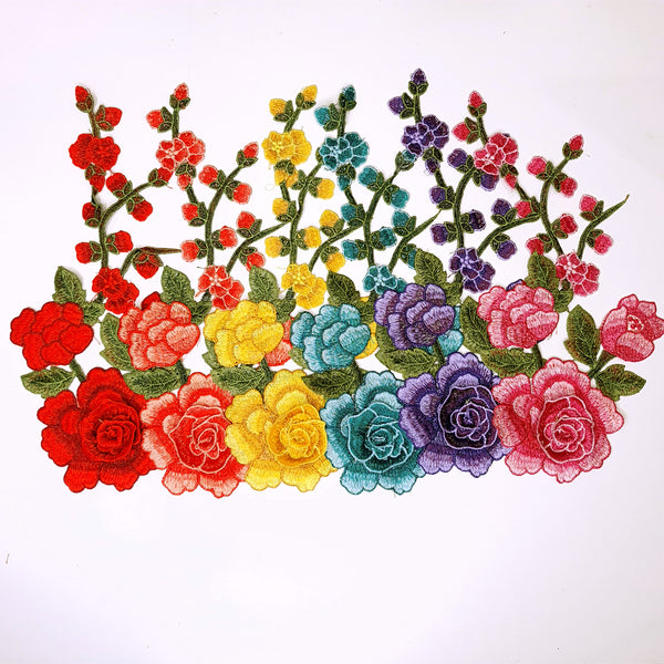 Embroidered Flower Applique. 6 Colours