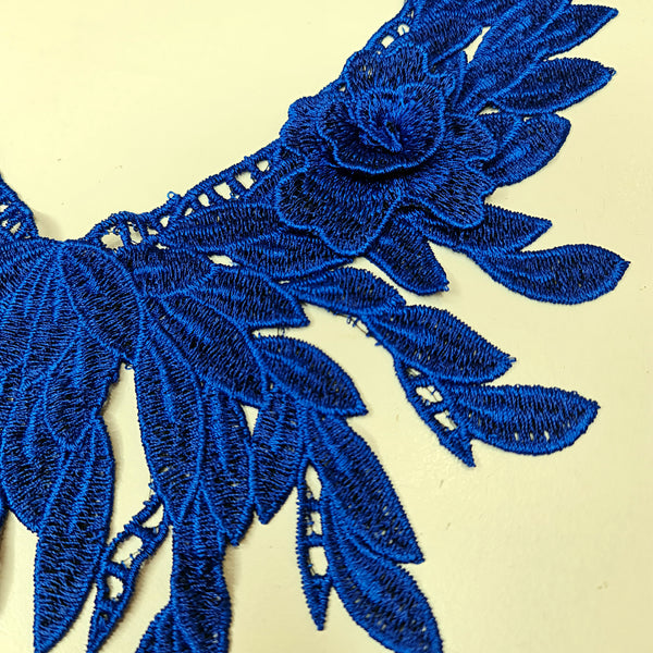Embroidered Collar Applique With Flower. 2 Colours.