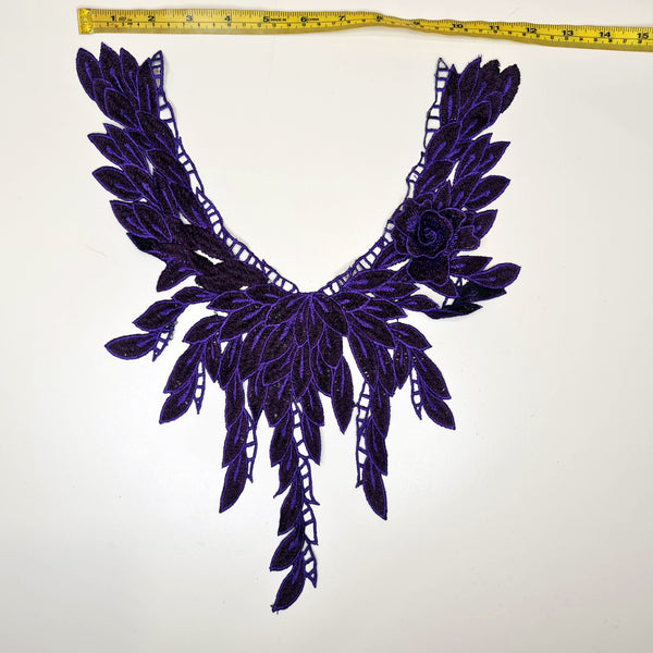 Embroidered Collar Applique With Flower. 2 Colours.