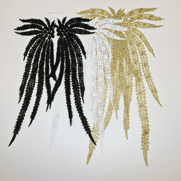 Mirrored Pair Leaf Appliques. 3 Colours