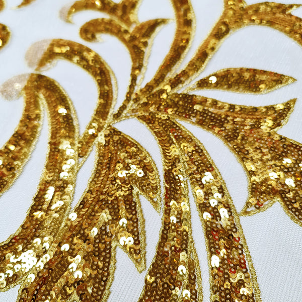 Large Mirrored Sequin Applique Pair. Gold or Silver