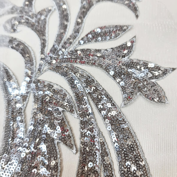 Large Mirrored Sequin Applique Pair. Gold or Silver