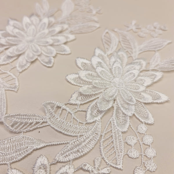 Floral Lace Applique Mirrored Pair. 8 Colours.