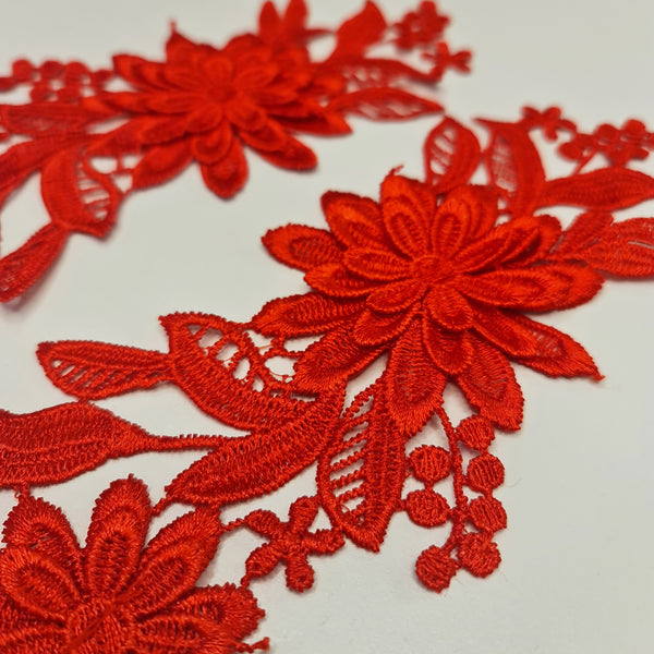 Floral Lace Applique Mirrored Pair. 8 Colours.