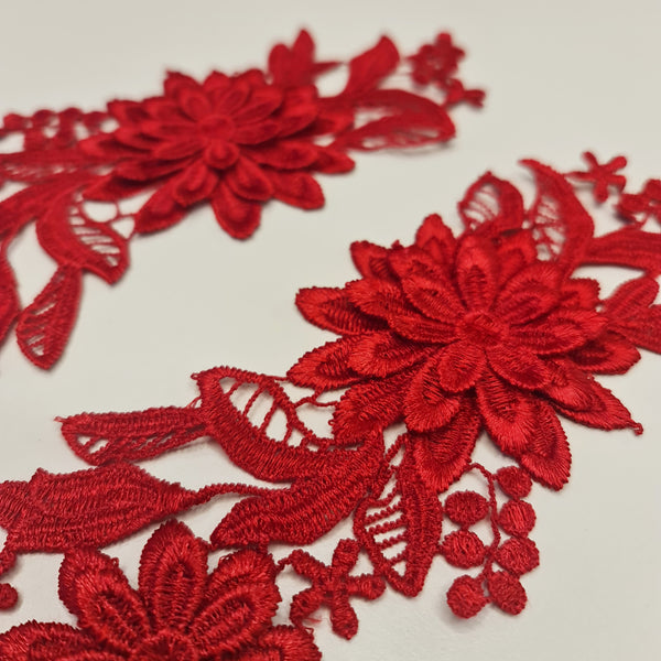 Floral Lace Applique Mirrored Pair. 8 Colours.