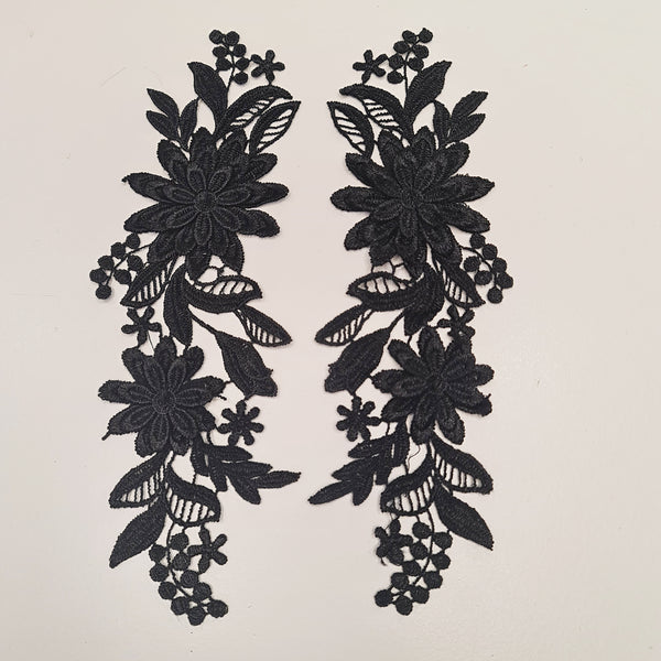 Floral Lace Applique Mirrored Pair. 8 Colours.