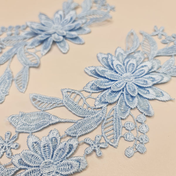 Floral Lace Applique Mirrored Pair. 8 Colours.