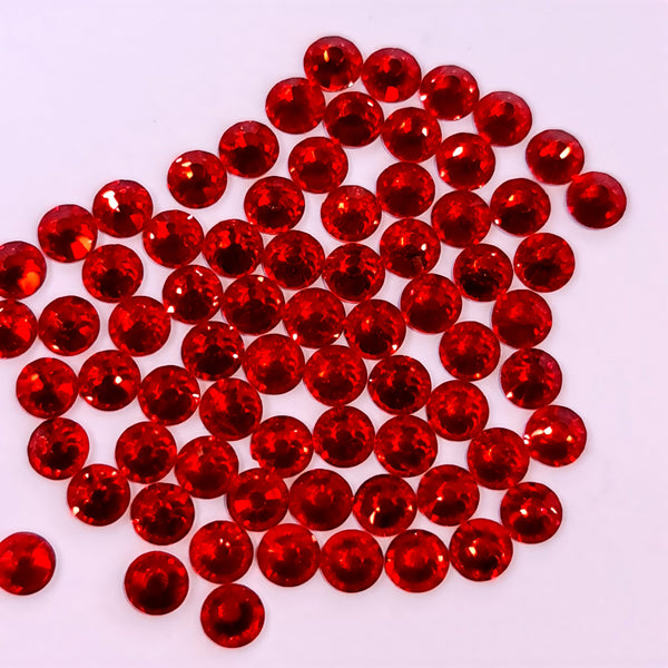 Light siam red glass non-hotfix flat back rhinestones