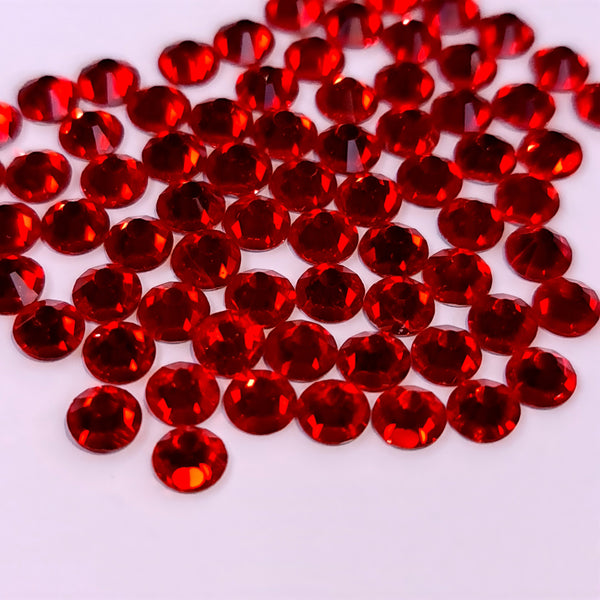 Light siam red glass non-hotfix flat back rhinestones