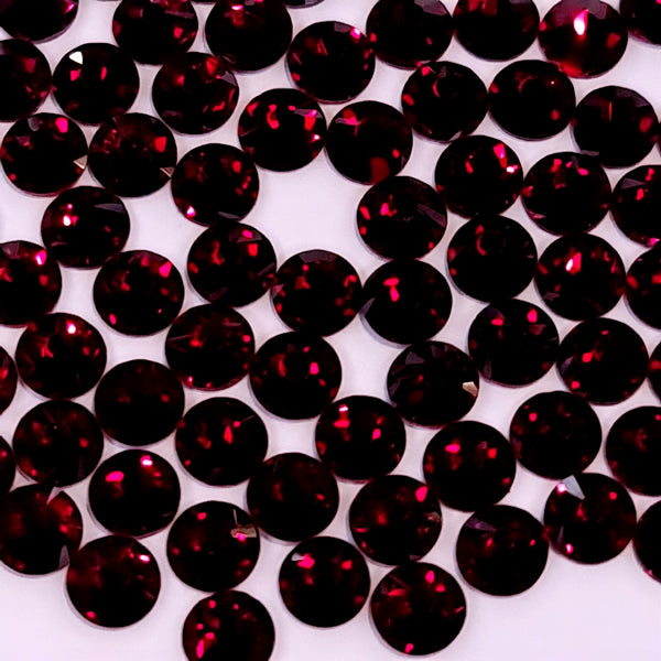 Dark siam red glass non-hotfix flat back crystals