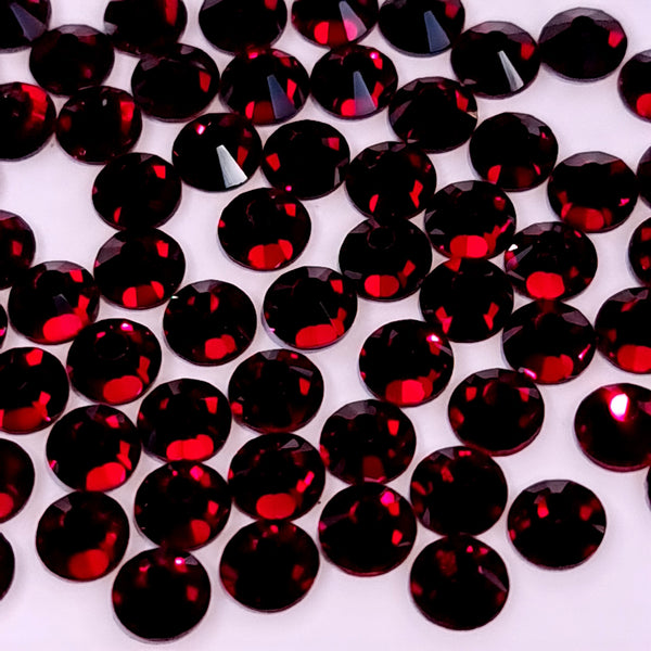 Dark siam red glass non-hotfix flat back crystals