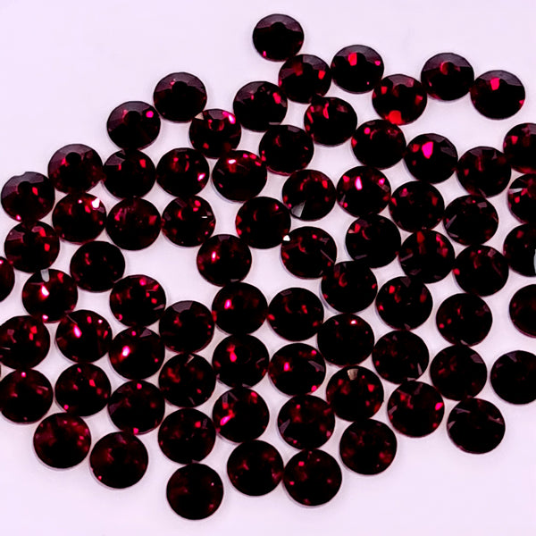 Dark siam red glass non-hotfix flat back crystals