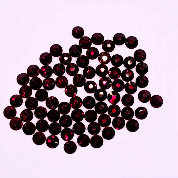 Dark siam red glass non-hotfix flat back crystals