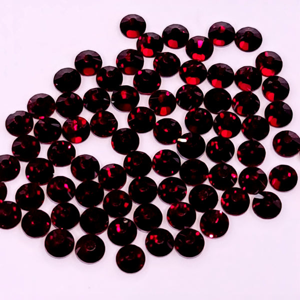 Dark siam red glass non-hotfix flat back crystals