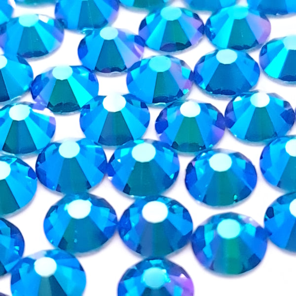 Blue zircon AB flatback glass rhinestones