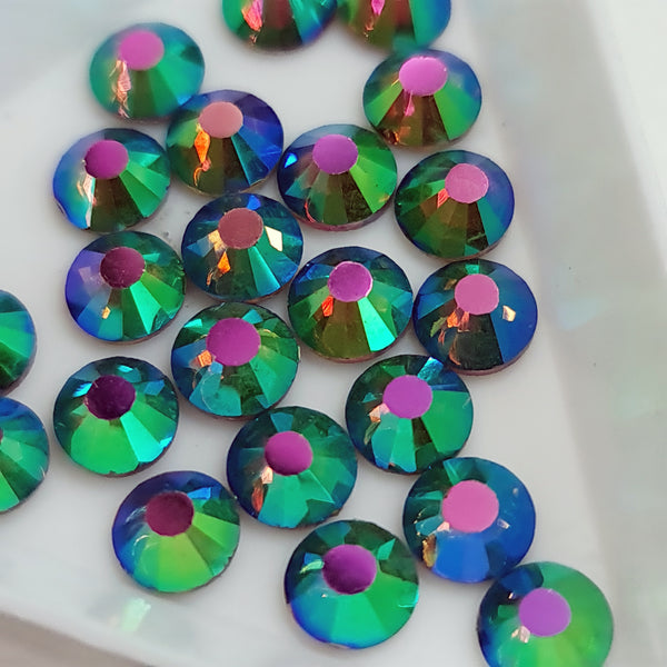 Metallic Peacock Flatback Non Hotfix Glass Rhinestones