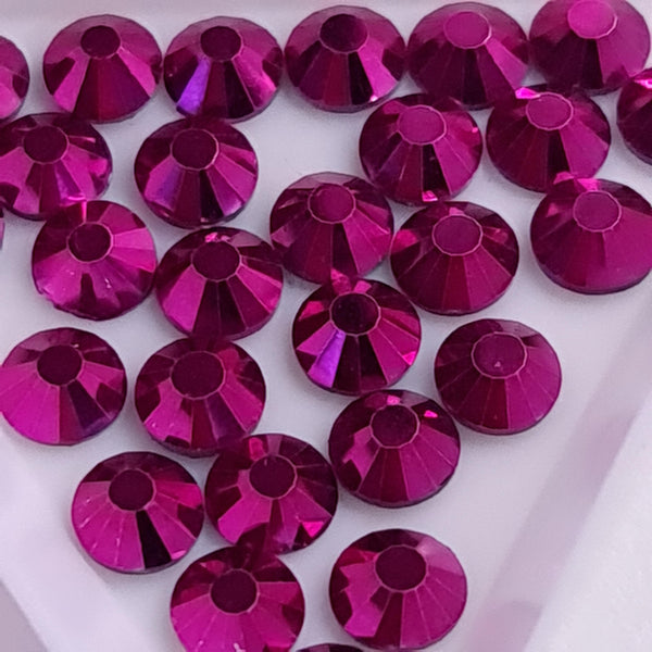 Metallic Fuchsia Pink Flatback Non Hotfix Glass Rhinestones