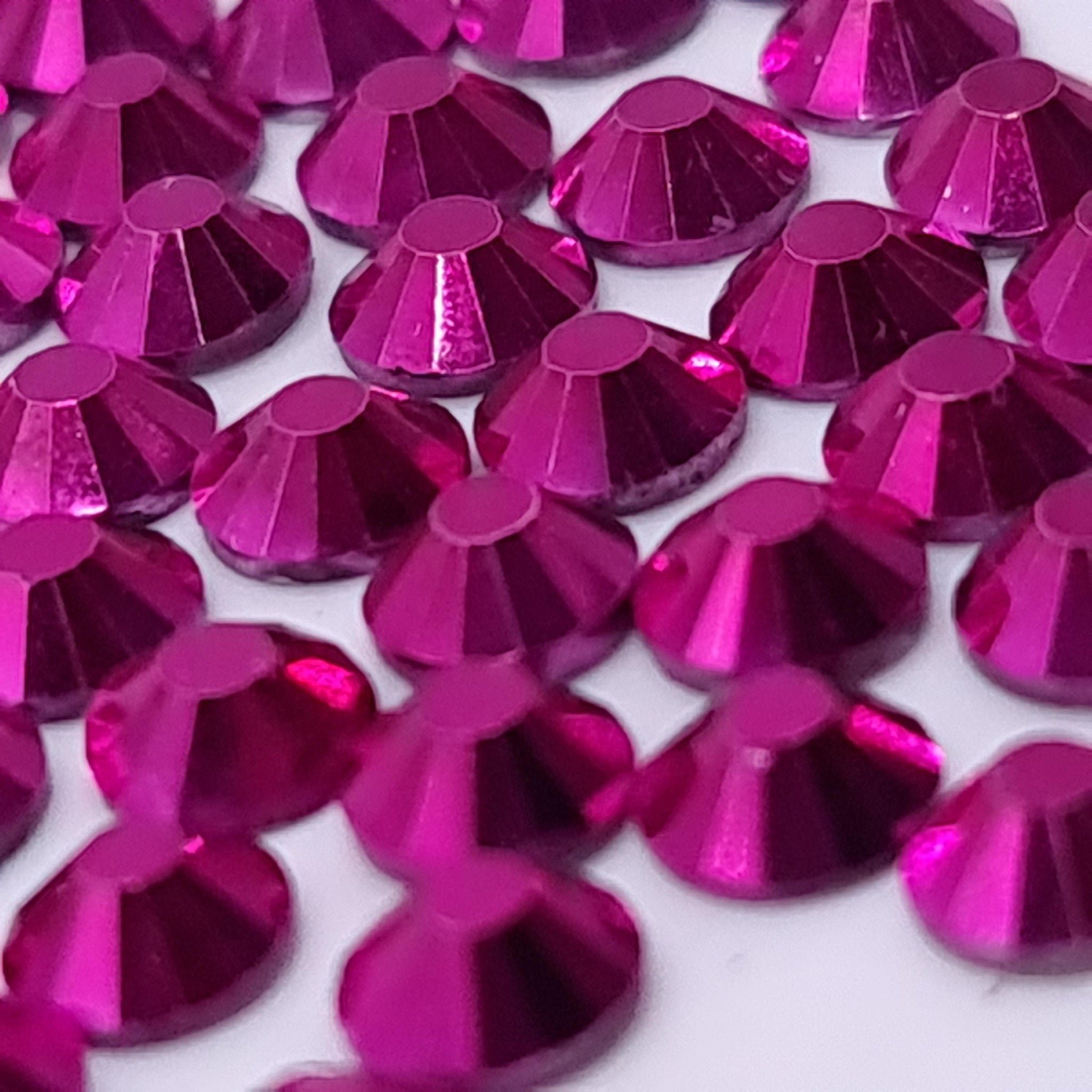 Metallic Fuchsia Pink Flatback Non Hotfix Glass Rhinestones