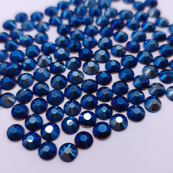 Metallic Blue Non Hotfix Flat Back Glass Rhinestones