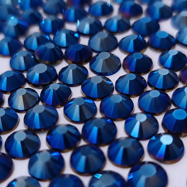 Metallic Blue Non Hotfix Flat Back Glass Rhinestones