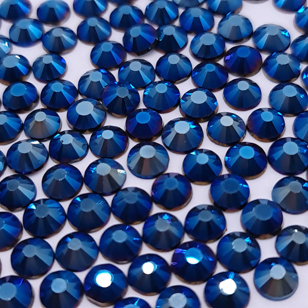 Metallic Blue Non Hotfix Flat Back Glass Rhinestones