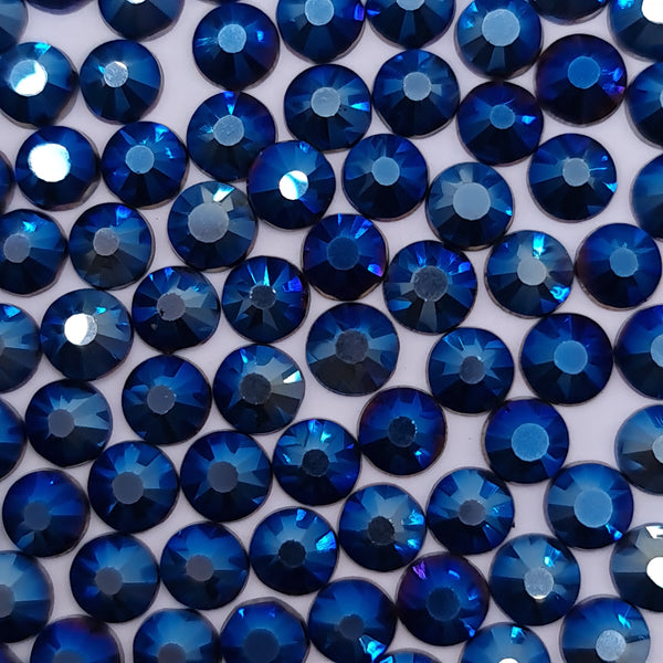 Metallic Blue Non Hotfix Flat Back Glass Rhinestones