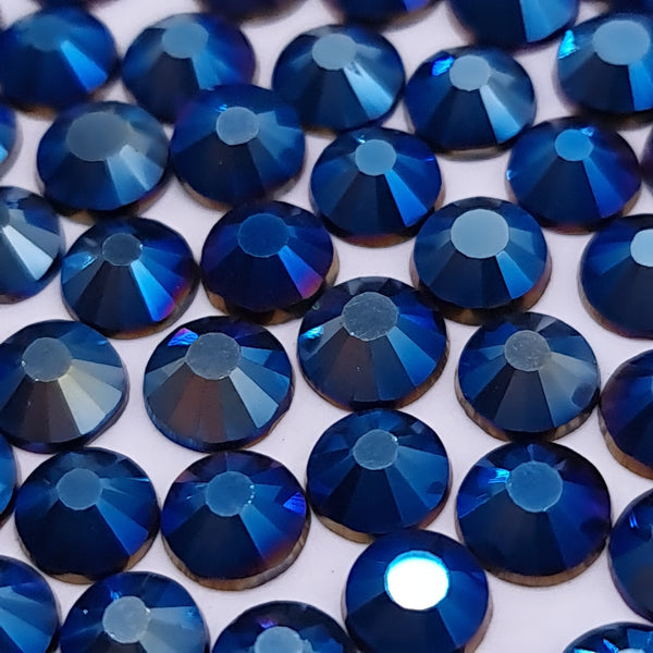 Metallic Blue Non Hotfix Flat Back Glass Rhinestones