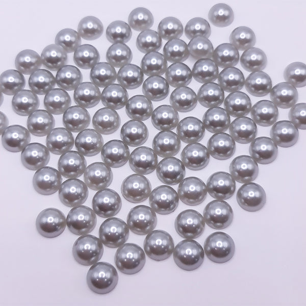 Silver acrylic flatback pearls