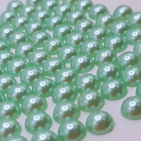 Light green acrylic flatback pearls