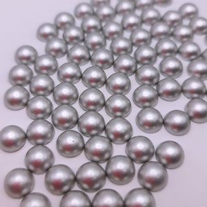 Matt silver acrylic flatback pearls