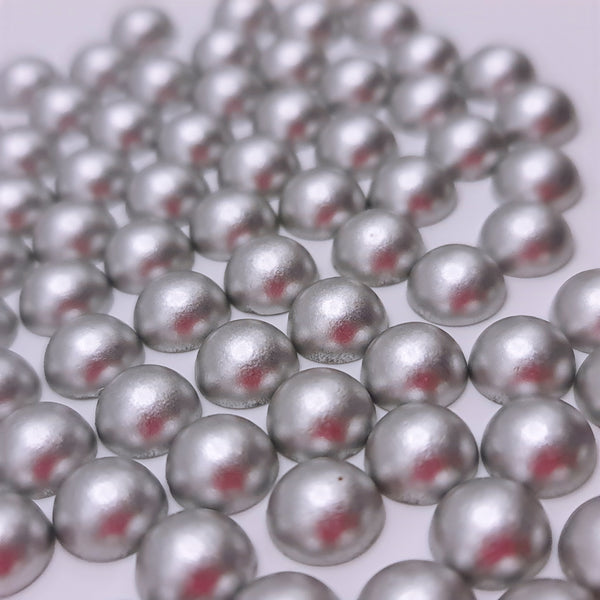 Matt silver acrylic flatback pearls