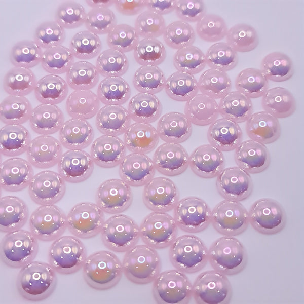 Light pink ab acrylic flatback pearls