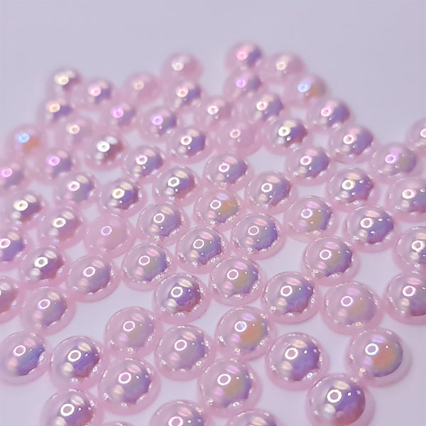 Light pink ab acrylic flatback pearls