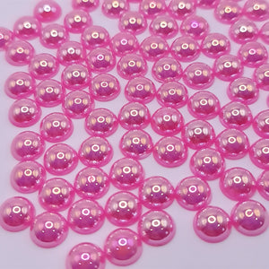 Pink ab acrylic flatback pearls