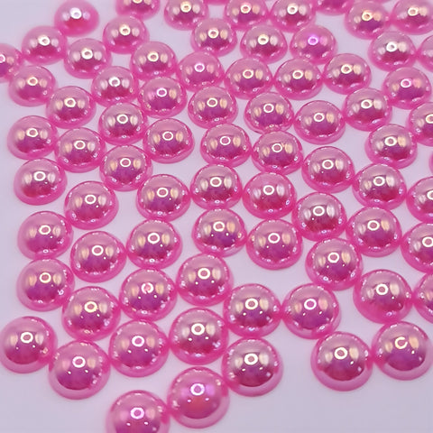 Pink ab acrylic flatback pearls