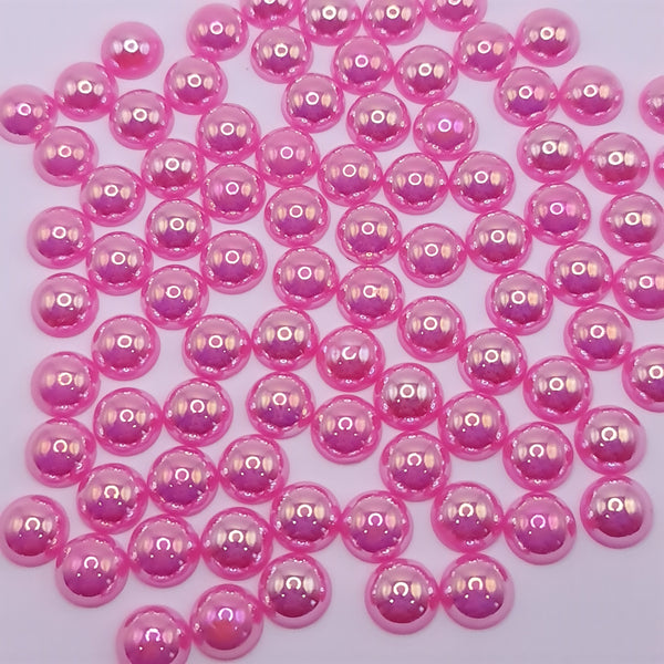 Pink ab acrylic flatback pearls