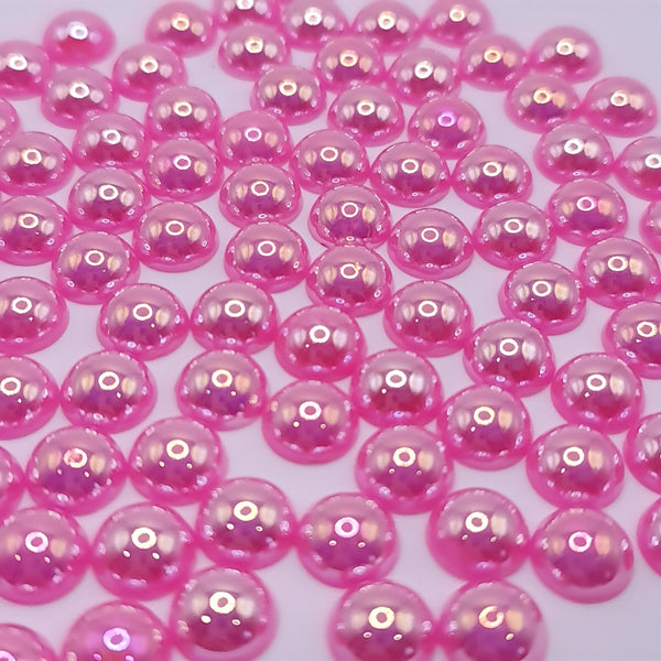 Pink ab acrylic flatback pearls